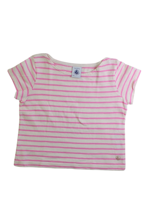 A Pink Short Sleeve T Shirts from Petit Bateau in size 3T for girl. (Front View)