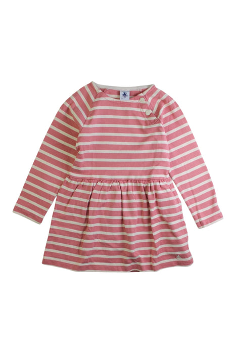 A White Long Sleeve Dresses from Petit Bateau in size 4T for girl. (Front View)