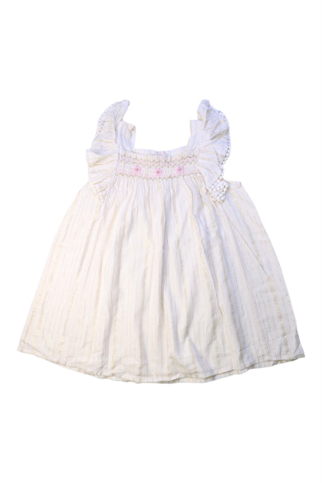 A White Sleeveless Dresses from Louise Misha in size 4T for girl. (Front View)