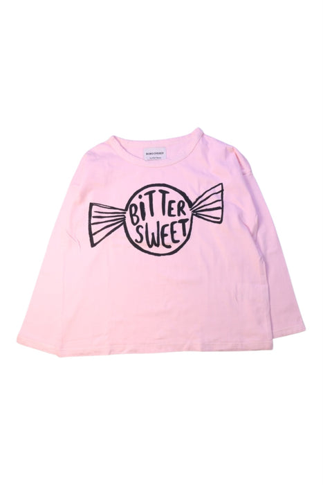 A Pink Long Sleeve T Shirts from Bobo Choses in size 4T for girl. (Front View)