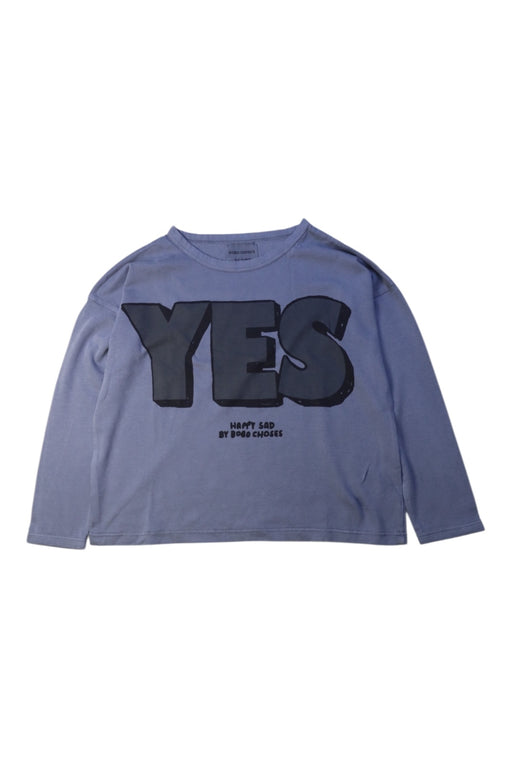 A Blue Long Sleeve T Shirts from Bobo Choses in size 4T for girl. (Front View)