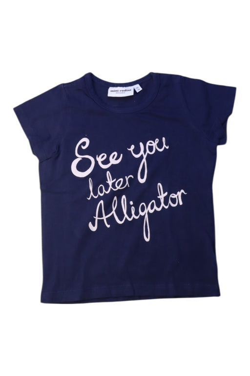 A Navy Short Sleeve T Shirts from Mini Rodini in size 2T for girl. (Front View)