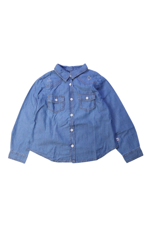 A Blue Long Sleeve Shirts from Bonpoint in size 4T for girl. (Front View)