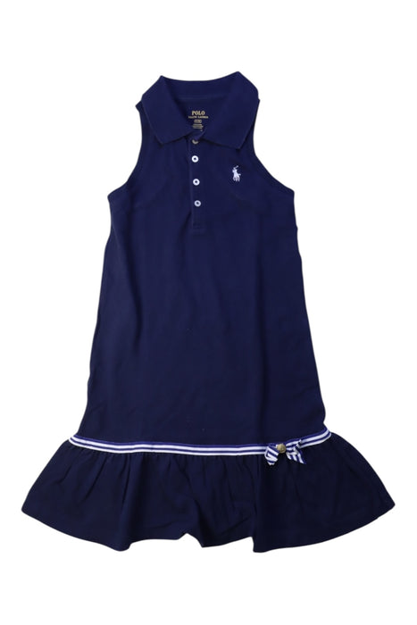 A Navy Sleeveless Dresses from Polo Ralph Lauren in size 5T for girl. (Front View)
