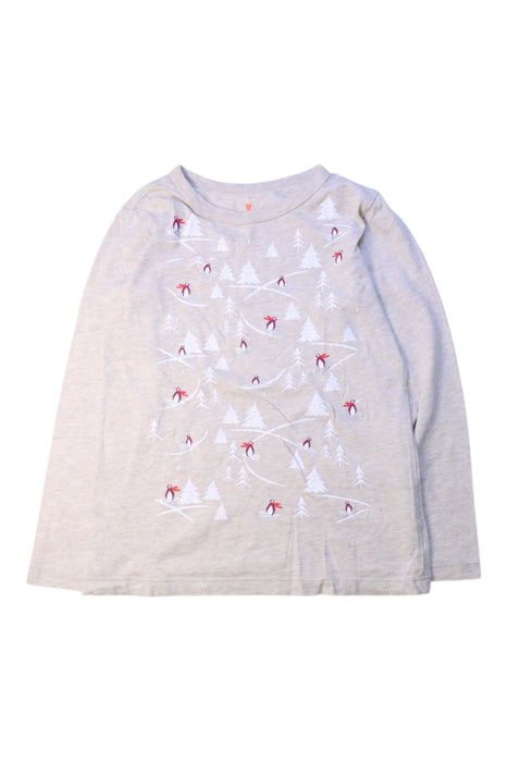 A Grey Long Sleeve T Shirts from Crewcuts in size 4T for girl. (Front View)