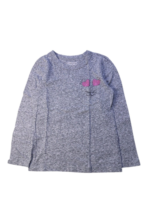 A Grey Long Sleeve Tops from Crewcuts in size 4T for girl. (Front View)