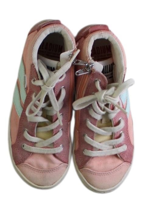 A Pink Sneakers from Palladium in size 6T for girl. (Back View)