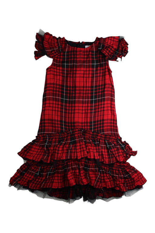 A Red Sleeveless Dresses from Monnalisa in size 6T for girl. (Front View)