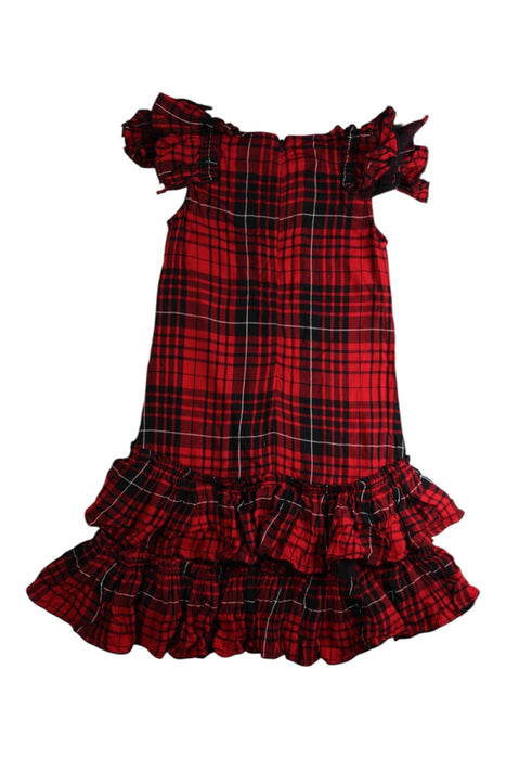 A Red Sleeveless Dresses from Monnalisa in size 6T for girl. (Back View)