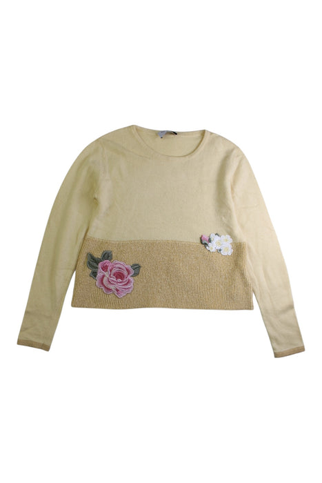 A Beige Long Sleeve Tops from Monnalisa in size 7Y for girl. (Front View)