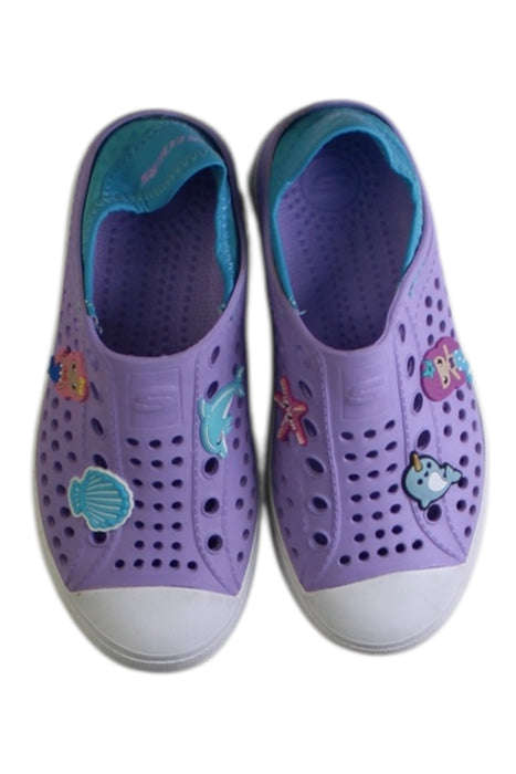 A Purple Slip Ons from Skechers in size 6T for girl. (Back View)