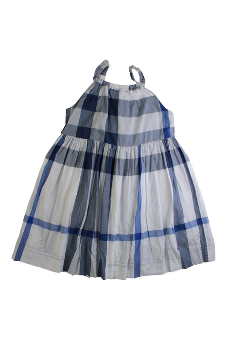 A Blue Sleeveless Dresses from Burberry in size 6T for girl. (Back View)