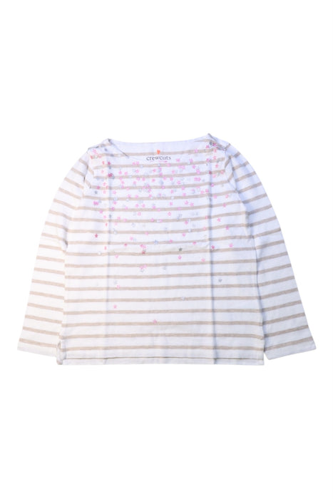 A White Long Sleeve Tops from Crewcuts in size 6T for girl. (Front View)