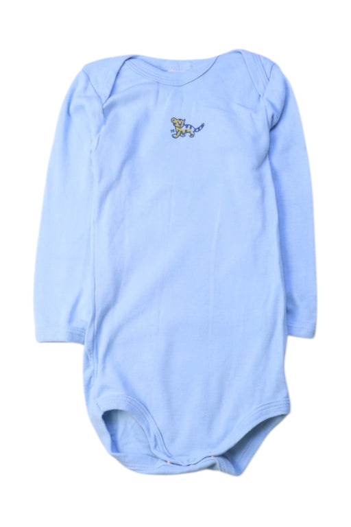 A Blue Long Sleeve Bodysuits from Petit Bateau in size 12-18M for boy. (Front View)