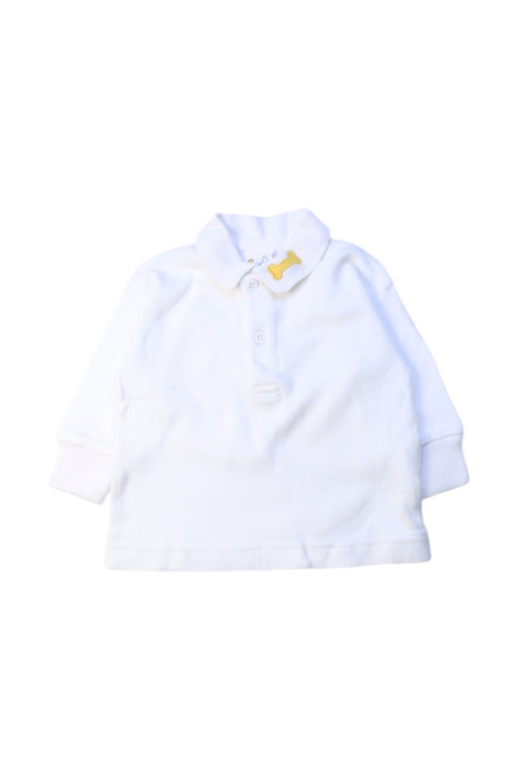 A White Long Sleeve Polos from Florence Eiseman in size 6-12M for boy. (Front View)