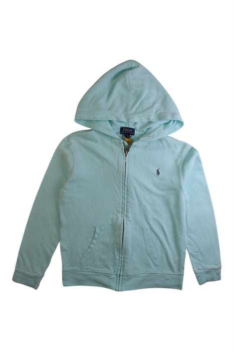 A Blue Hooded Sweatshirts from Polo Ralph Lauren in size 7Y for boy. (Front View)