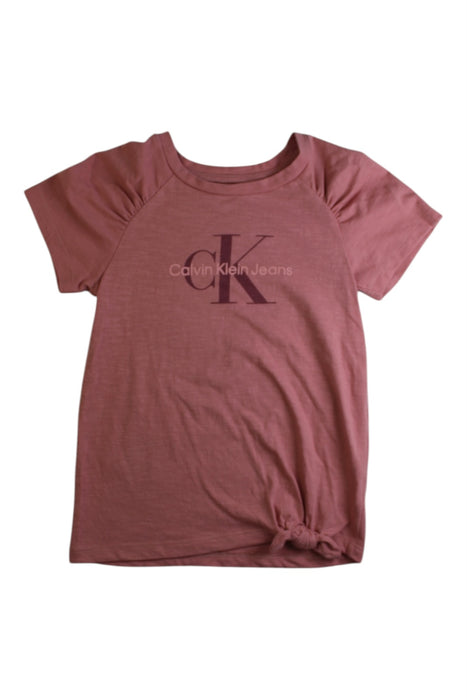 A Burgundy Short Sleeve T Shirts from Calvin Klein in size 6T for girl. (Front View)