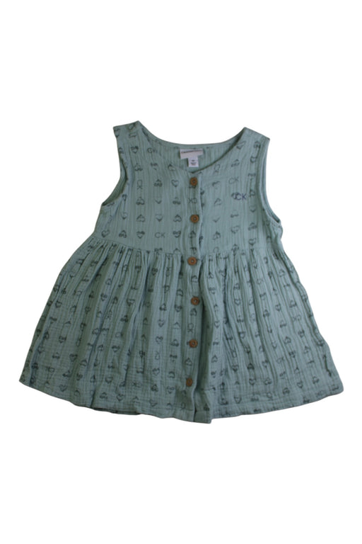 A Green Sleeveless Dresses from Calvin Klein in size 6T for girl. (Front View)