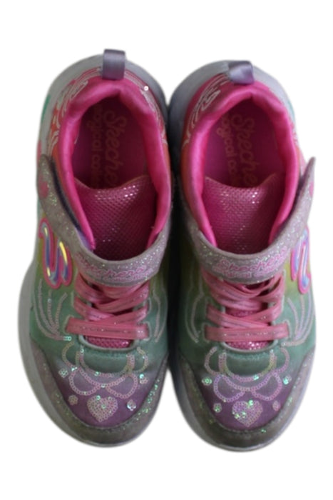 A Multicolour Sneakers from Skechers in size 7Y for girl. (Back View)