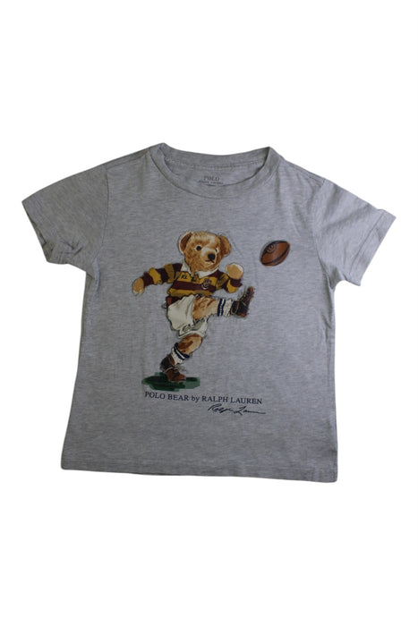 A Grey Short Sleeve T Shirts from Polo Ralph Lauren in size 4T for boy. (Front View)
