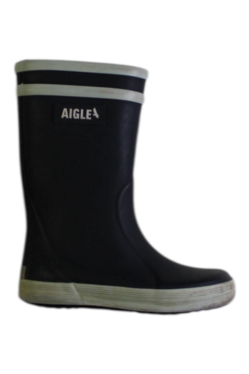 A Black Rain Boots from Aigle in size 3T for boy. (Front View)