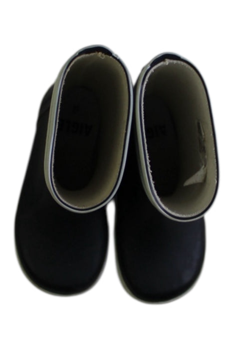 A Black Rain Boots from Aigle in size 3T for boy. (Back View)