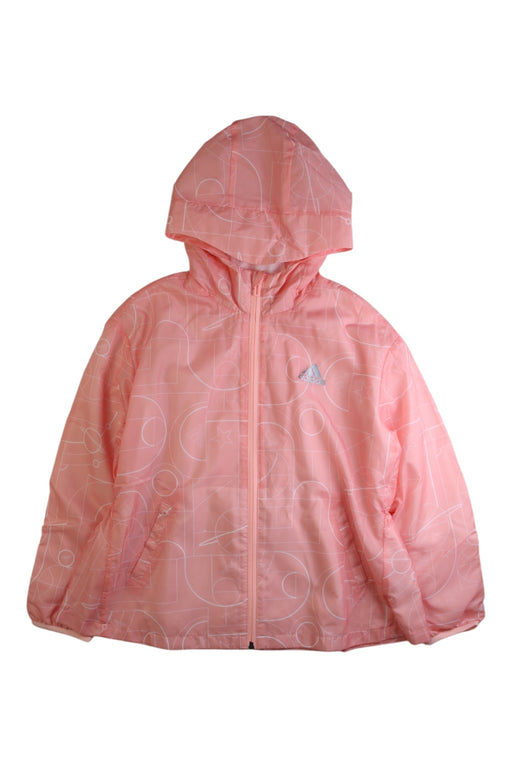 A Pink Rain Jackets from Adidas in size 10Y for girl. (Front View)