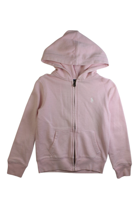 A Pink Zippered Sweatshirts from Polo Ralph Lauren in size 7Y for girl. (Front View)