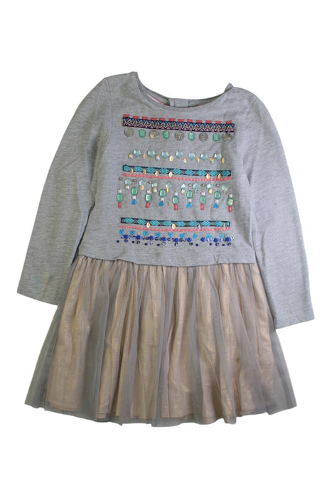 A Grey Long Sleeve Dresses from Monsoon in size 5T for girl. (Front View)