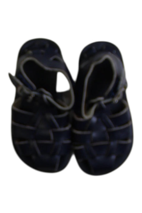 A Navy Sandals from Sun-San in size 3T for girl. (Back View)