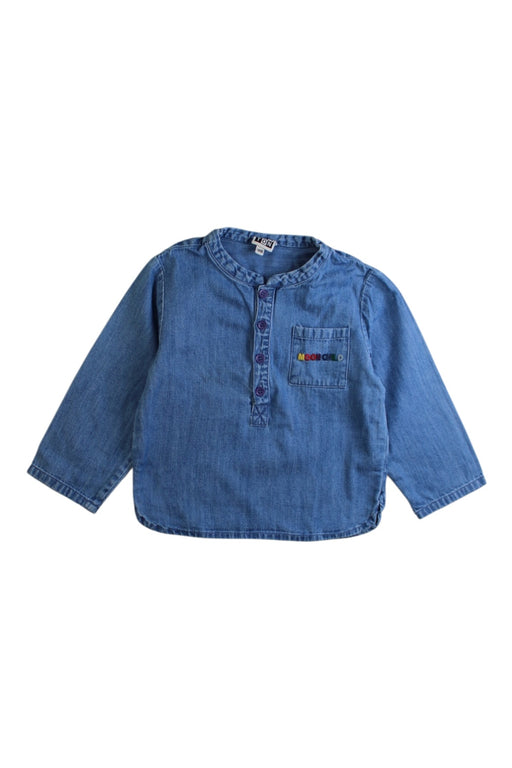 A Blue Long Sleeve Shirts from Bonton in size 12-18M for girl. (Front View)