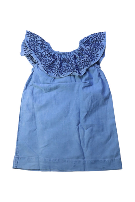 A Blue Sleeveless Dresses from Milkshake in size 3T for girl. (Back View)