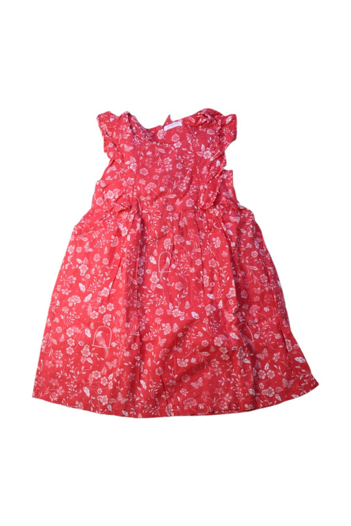 A Red Sleeveless Dresses from Purebaby in size 5T for girl. (Front View)