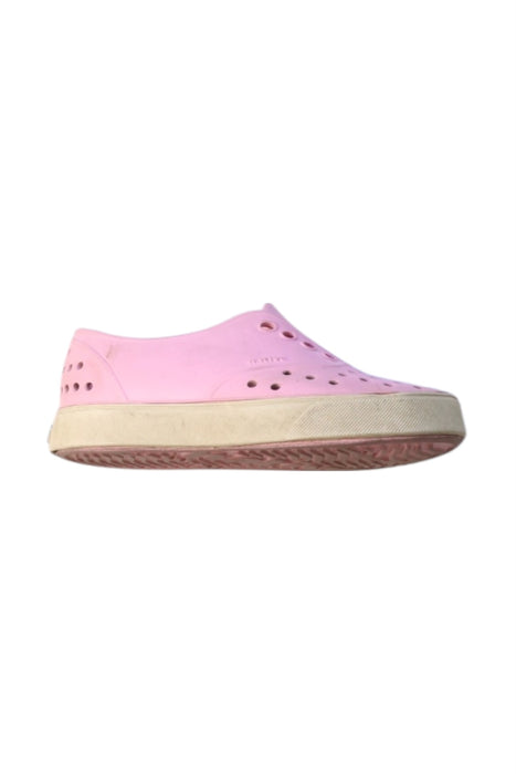 A Pink Slip Ons from Native Shoes in size 3T for girl. (Front View)