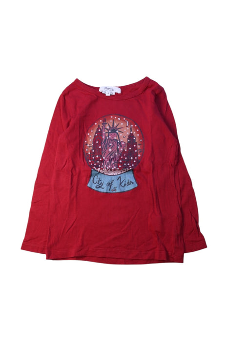 A Red Long Sleeve T Shirts from Bonpoint in size 4T for girl. (Front View)