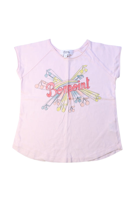 A Pink Short Sleeve Tops from Bonpoint in size 4T for girl. (Front View)