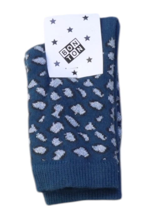 A Blue Socks from Bonton in size 18-24M for neutral. (Front View)