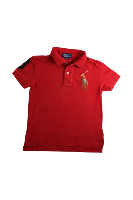 A Red Short Sleeve Polos from Polo Ralph Lauren in size 3T for boy. (Front View)