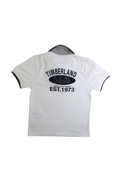 A White Short Sleeve Polos from Timberland in size 4T for boy. (Back View)
