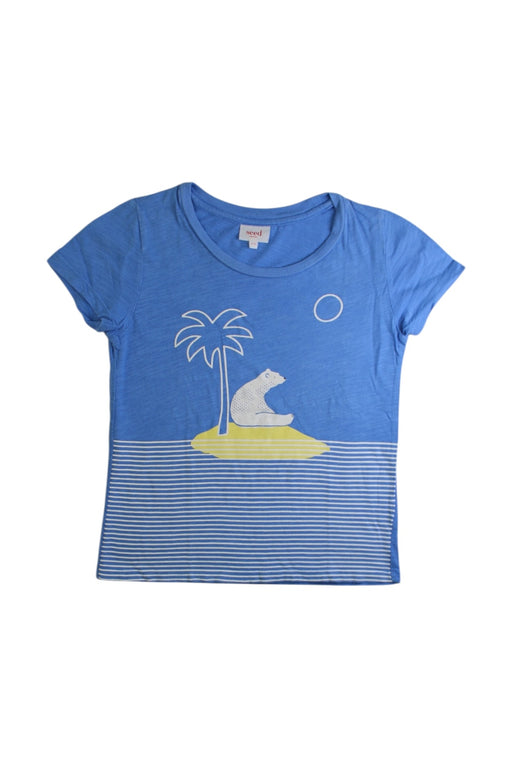 A Blue Short Sleeve T Shirts from Seed in size 5T for boy. (Front View)