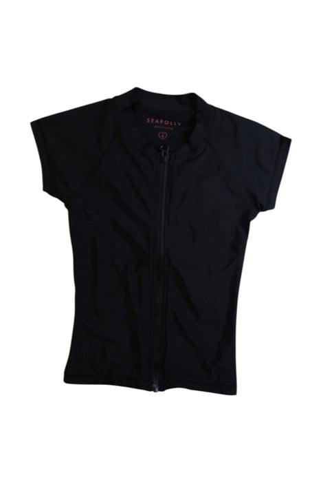 A Black Rash Guards from Seafolly in size 6T for girl. (Front View)