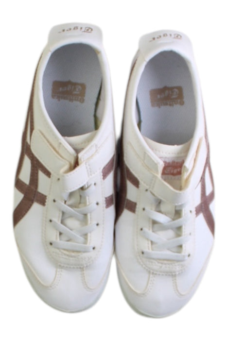 A White Sneakers from Onitsuka Tiger in size 10Y for girl. (Back View)