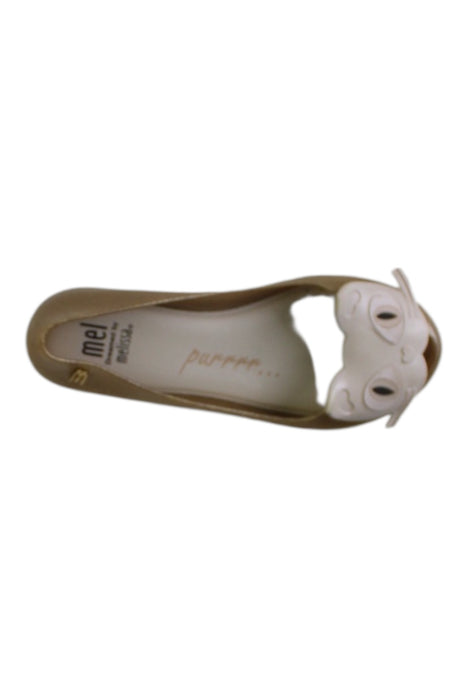A Gold Flats from Melissa in size 6T for girl. (Front View)