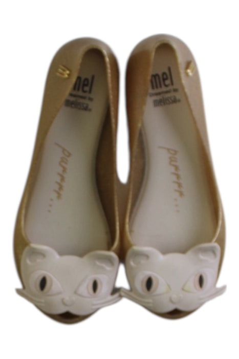 A Gold Flats from Melissa in size 6T for girl. (Back View)