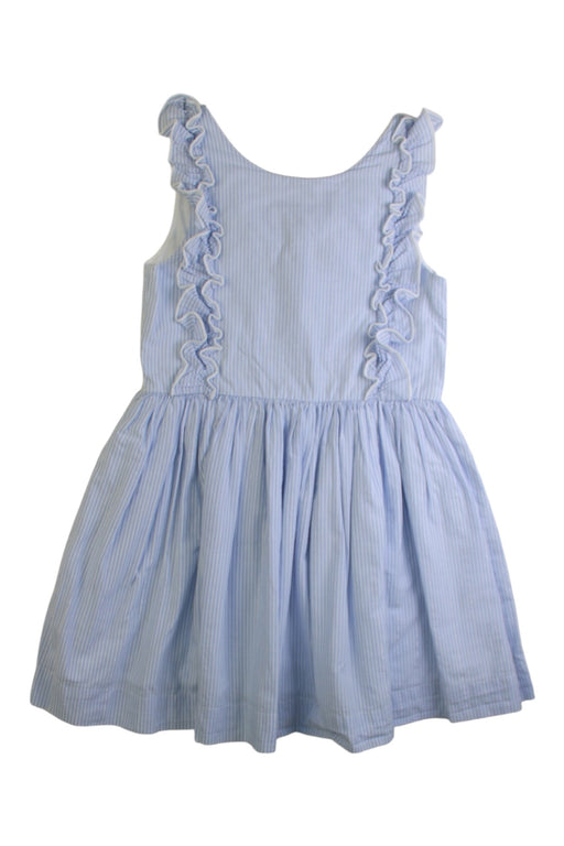 A Blue Sleeveless Dresses from Petit Bateau in size 6T for girl. (Front View)