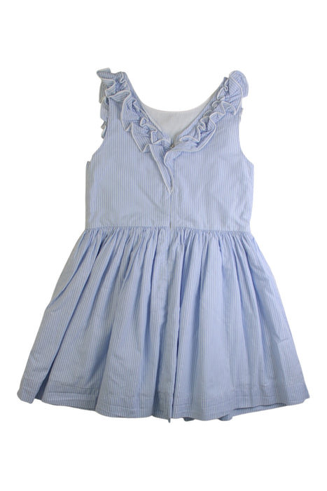 A Blue Sleeveless Dresses from Petit Bateau in size 6T for girl. (Back View)