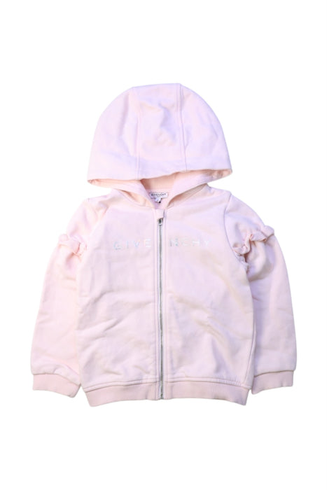 A Pink Zippered Sweatshirts from Givenchy in size 3T for girl. (Front View)