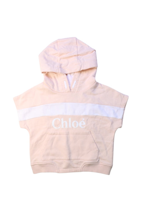 A Peach Hooded Sweatshirts from Chloe in size 3T for girl. (Front View)