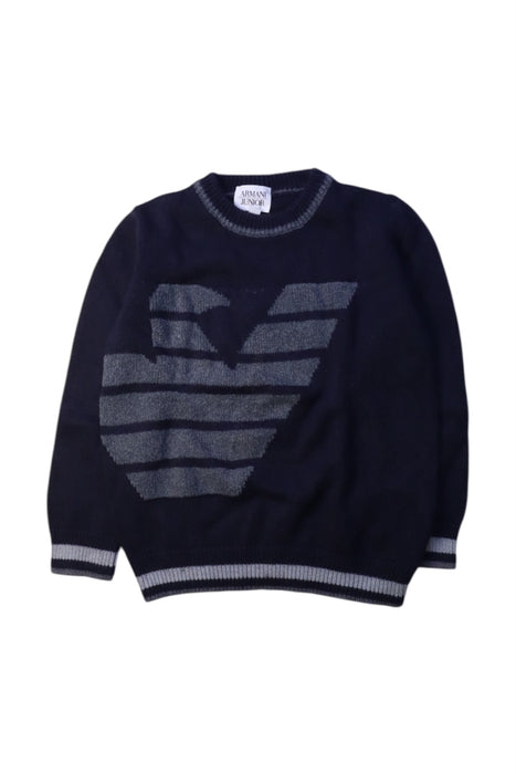 A Navy Knit Sweaters from Armani in size 5T for boy. (Front View)