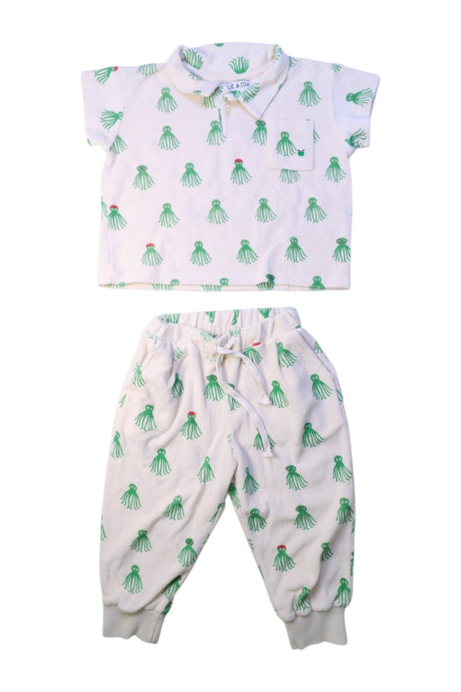 A Green Pants Sets from Emile et Ida in size 2T for boy. (Front View)